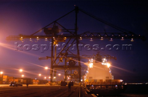 Cranes on the dockside in the Port of Antwerp Belgium