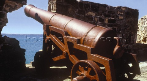 Canon on ramparts of Nelsons Dockyard Antigua Caribbean