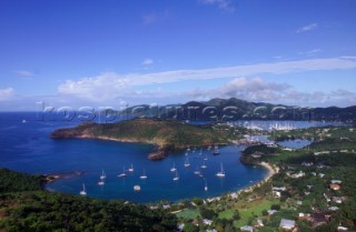 English harbour seen from Shirley Heights, Antigua, Caribbean