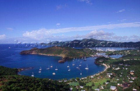 English harbour seen from Shirley Heights Antigua Caribbean
