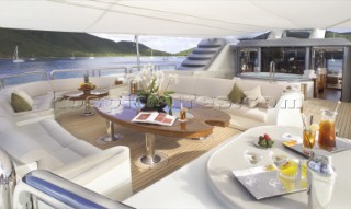 Awning over aft deck of superyacht