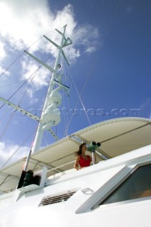 Mast and awning on superyacht