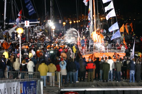 Vincent Riou of Open 60 PRB winner of the Vendee globe 20042005 Arrived 02022005 at 224955 in 87 day