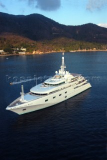 Luxury Superyacht Princess Mariana at anchore in a bay