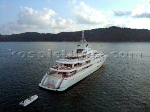 Luxury Superyacht Princess Mariana at anchore in a bay