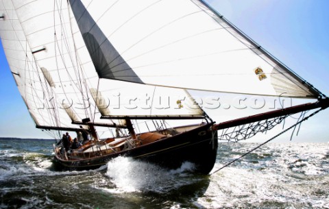 Classic schooner under full sail
