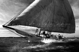 Classic yacht under full sail