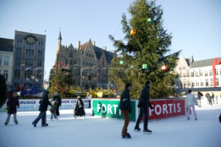 Ice skating in Brugge, Belgium