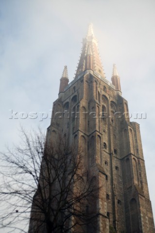 Cathedral spire in Brugge Belgium