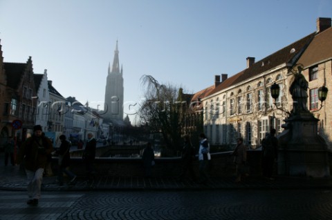 Skyline of the city of Brugge Belgium