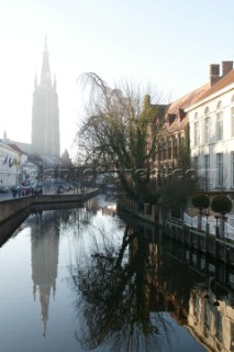 Reflection of buildings in canal, Brugge, Belgium