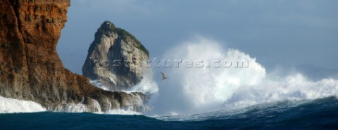 Waves breaking on rocks near to Spring Plantation Bequia
