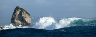 Waves breaking on rocks near to Spring Plantation, Bequia