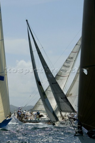 Angostura Tobago Sail Week 2004 FENIX and WAYWARD cross tacking in close company