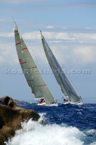 Rolex Swan Cup 2004 ISLAND FLING left and FLYING DRAGON right