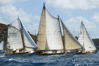 Antigua Classic Yacht Regatta 2005, SIMBA (1964 35ft Cheoy Lee Lion-Class Sloop) passing VELSHEDA