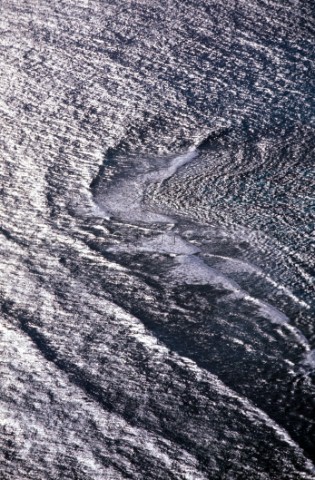 Textured water surface on the sea