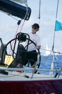 Antigua Sailing Week 2005. TITAN 12, Owner Tom Hill at the helm