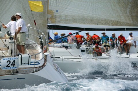 Antigua Sailing Week 2005 Foreground LOLITA HISSAR  Swan 56 Background STORM  Reichel Pugh 44 skippe