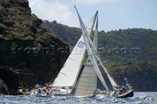 Antigua Sailing Week 2005. LEFT: HUGO. RIGHT: SKY HUNTER