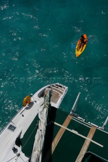Jost Van Dyke Island - British Virgin Islands- . Green Cay and Little Jost Van Dyke with boats -. Cruise