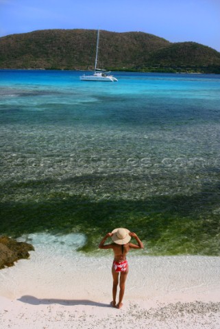 British Virgin Island  Caribbean  Tortola Island  The Christal waters of Prickly Pear Island near Bi