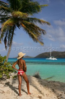 British Virgin Island - Caribbean -Tortola Island -The Christal waters of Prickly Pear Island near Bitter End Marina and Yacht Club -