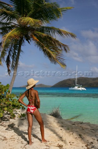 British Virgin Island  Caribbean Tortola Island The Christal waters of Prickly Pear Island near Bitt