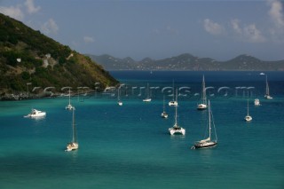 Jost Van Dyke Island - British Virgin Islands - Landscape with moored boats