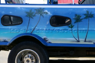 Tortola Island - British Virgin Islands - CaribbeanRoad Town, capital of BVI -The colourful taxis of the Island