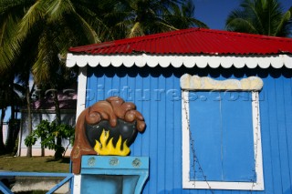 Tortola Island - British Virgin Islands - CaribbeanRoad Town, capital of BVI -Typical  Painted House