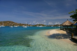 Virgin Gorda - British Virgin Islands - Caribbean -Moored boats near the beach