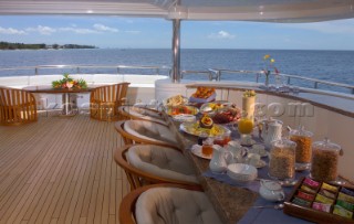 Aft deck on luxury superyacht