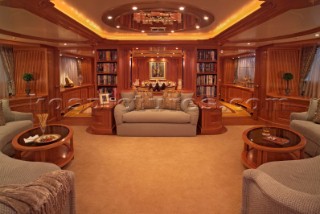 Saloon interior onboard superyacht Andale
