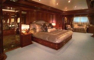 Master stateroom onboard superyacht Apogee