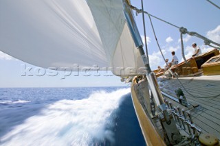 On board the classic yacht Cambria