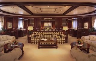 Saloon interior onboard superyacht Renalo