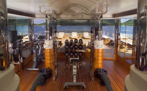 Gym on board luxury superyacht Solemar