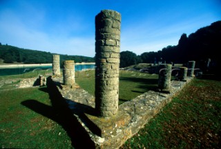 Column of Peristilio in ruins of Roman villa, Brijoni Islands, Croatia.