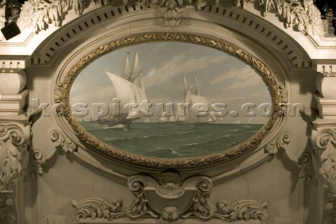Painting over the fire place at the New York Yacht Club