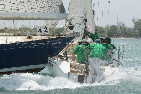 LES REMOUS being struck by ALA MOR at the first mark second day of Angostura Tobago Sail Week 2005