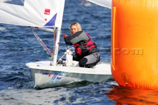 Kiel - Germany - 23 june 2005 KIELER WOCHE - day 2 of the Olympic Class regatta started with a postponement due to lack of wind. Racing began late in the afternoon i 8 knots of breeze. Racing continues until Sunday.Natalia Ivanova, RUS, Laser Radial.