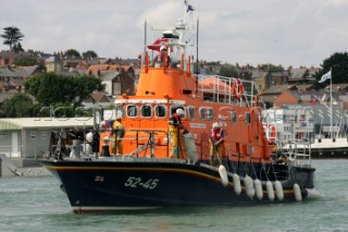Lifeboat leaving harbour
