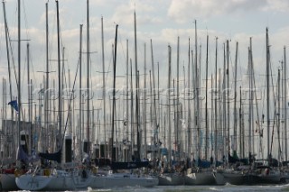 Masts in Cowes Yacht Haven before the start of the Rolex Fastnet Race 2005