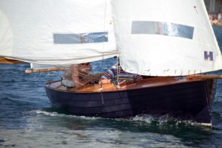 A Salcombe Yawl under sail with mizzen