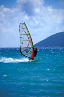 Windsurfer on flat water, Vassiliki, Lefkas, Ionian Islands