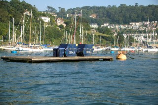 Waste containers on pontoon in Dartmouth harbour