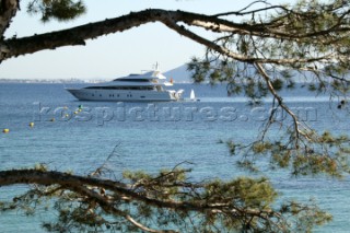 Superyacht in the bay of Formentor, Mallorca.
