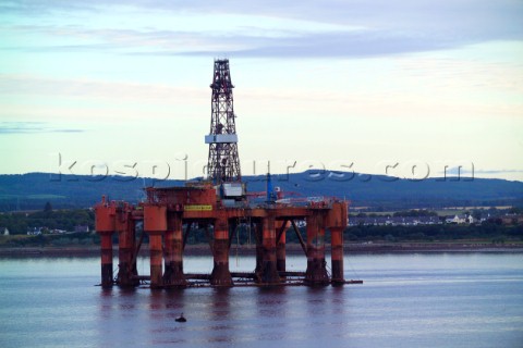 Oil rig anchored in a Loch