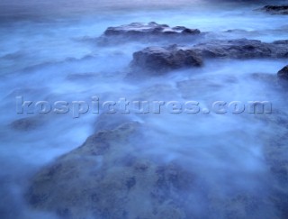 Motion effect of waters surface over rocks